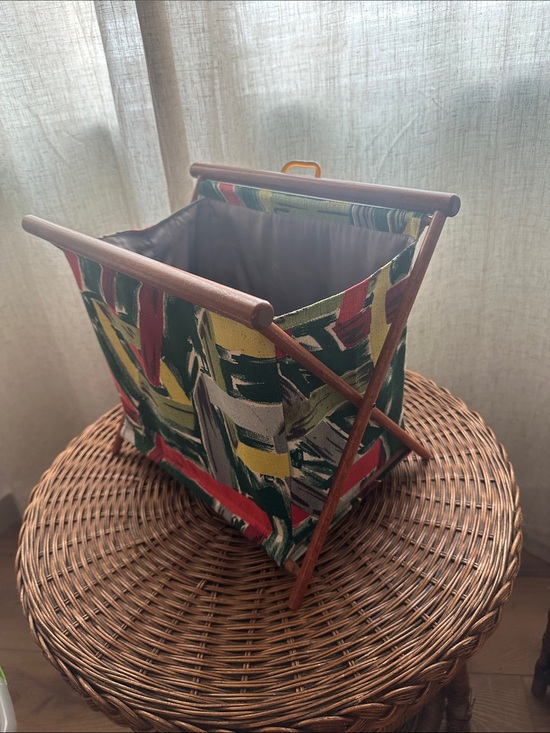 Other - Multicolor Canvas Folding Storage Basket with Wooden Frame